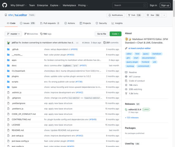 GitHub - nhn/tui.editor: 🍞📝 Markdown WYSIWYG Editor. GFM Standard + Chart  & UML Extensible.